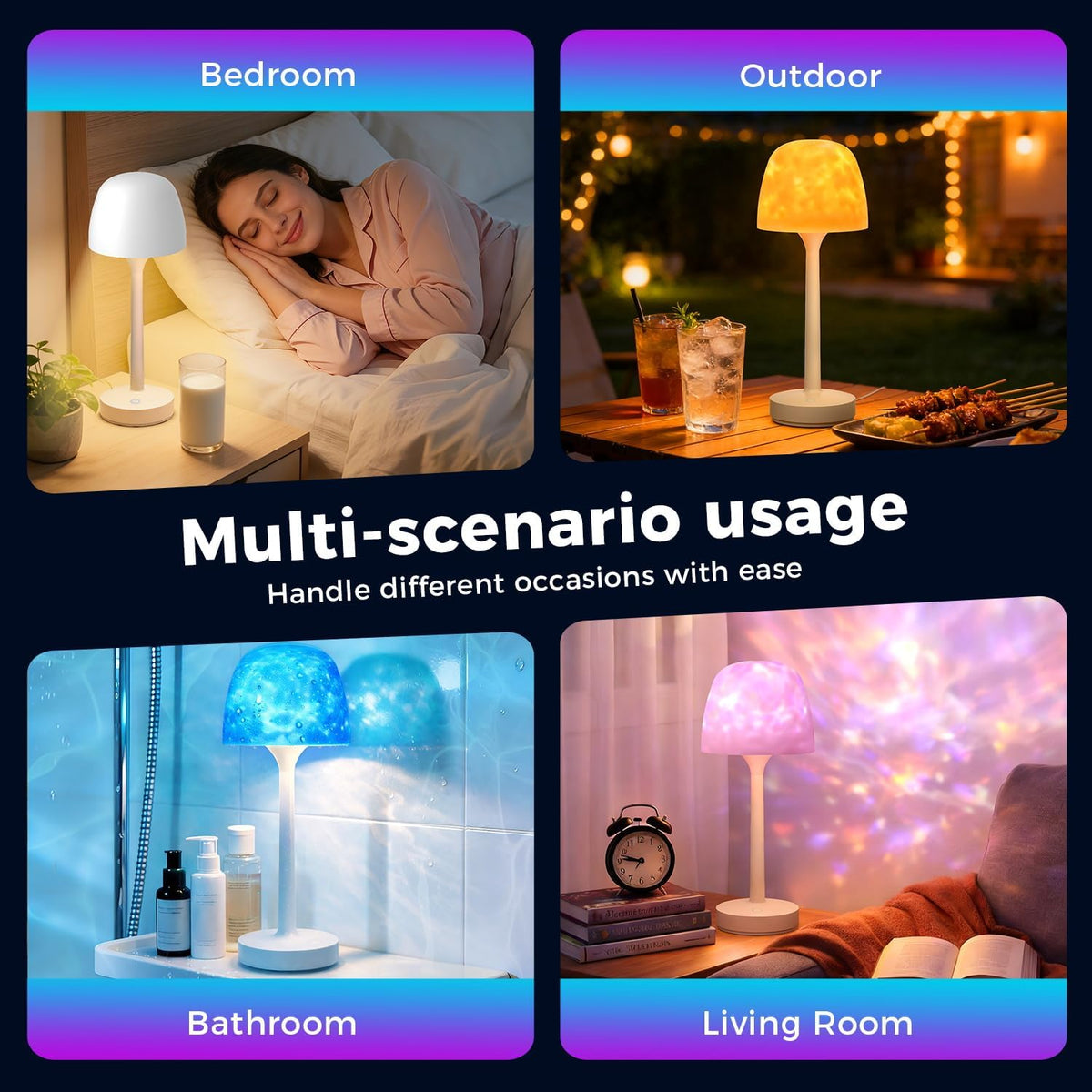 Lámpara de ducha impermeable recargable LED Ocean Projector Lámpara...