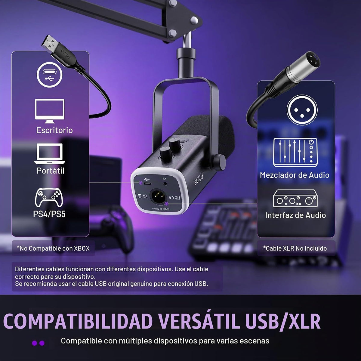 FIFINE AmpliGame AM8T - Juego de micrófonos para juegos XLR\/USB |...