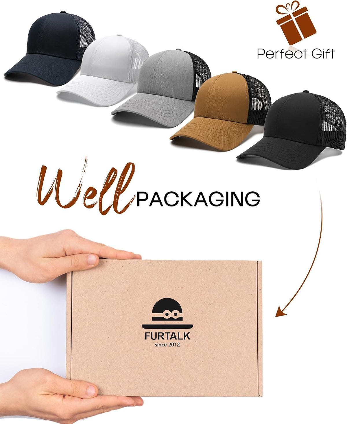 FURTALK Gorra de béisbol de malla estructurada para hombre, ajustab...