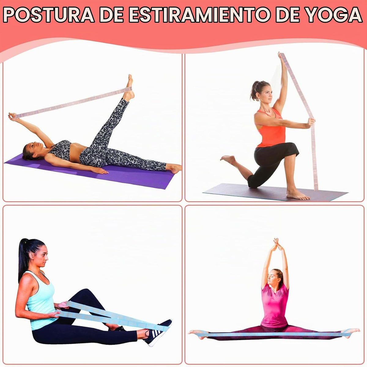 Correa elástica de estiramiento para yoga con bucles, correas de es...