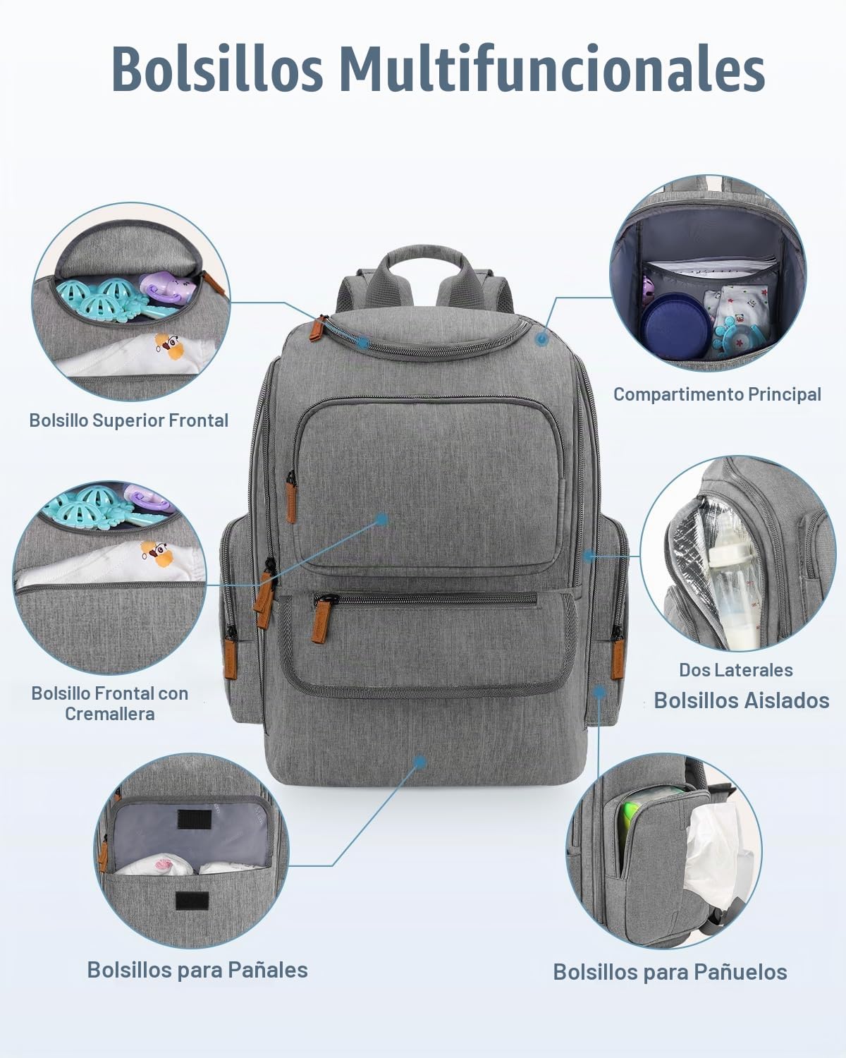 Mancro - Mochila para pañales con correa para cochecito de bebé, pa...