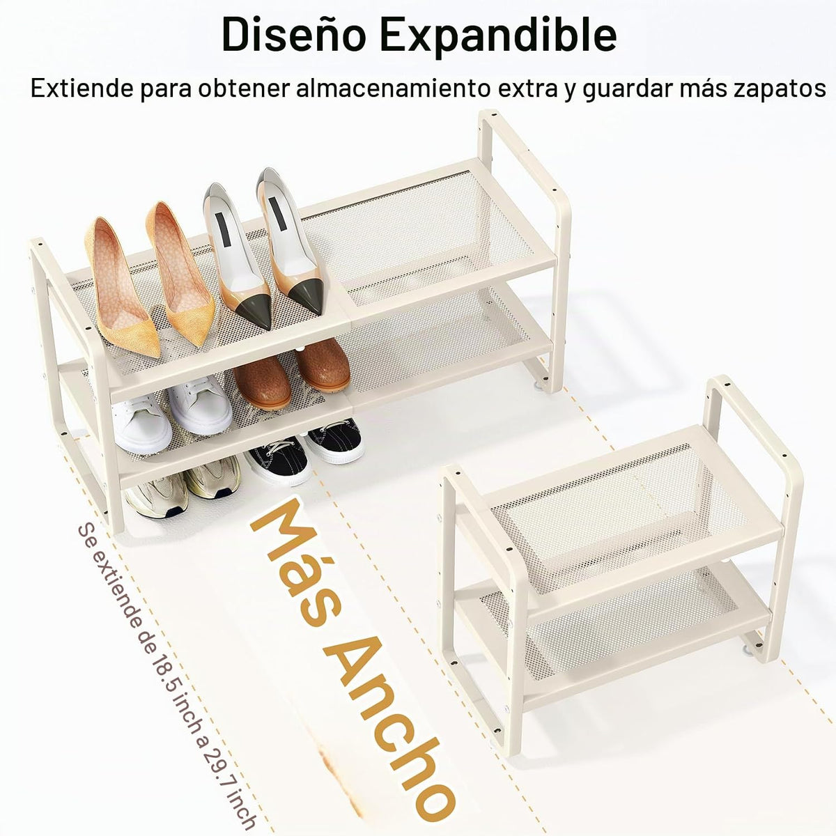 Zapatero de metal expandible para armario, entrada y garaje, 2 nive...