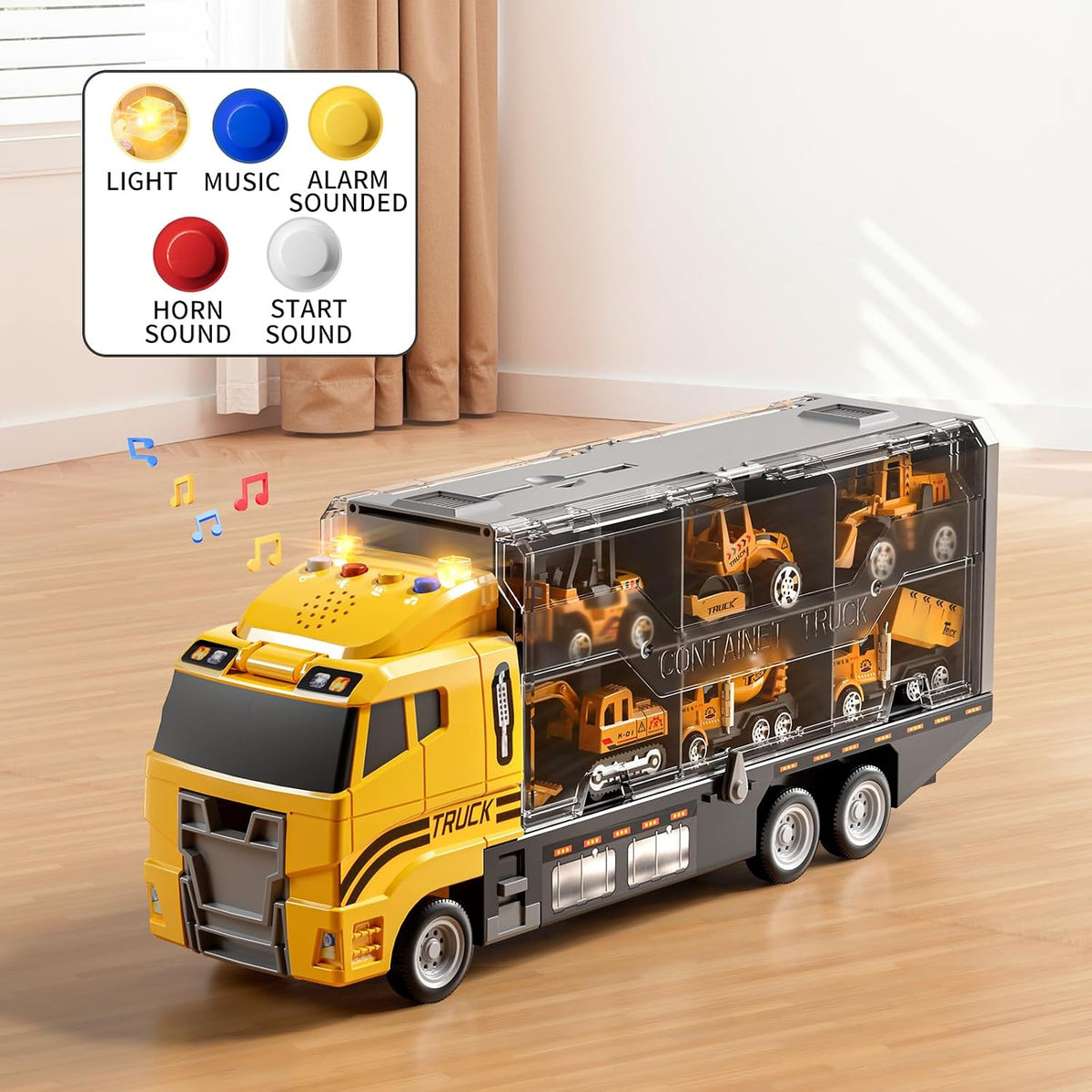 NIPLOOOW - Juego de camión de construcción para niños con alfombra...