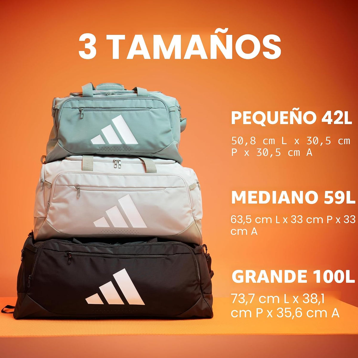 adidas Bolsa de lona Defender, EQT Verde\/Negro\/Medio 59L, Medium...