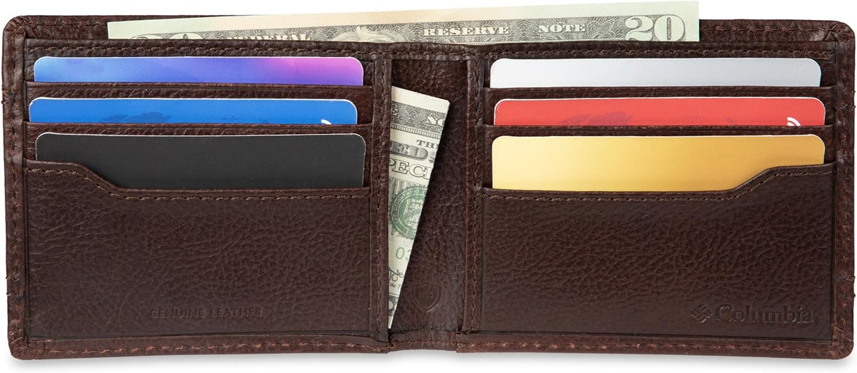 Columbia Billetera plegable delgada RFID para hombre con cordón de...