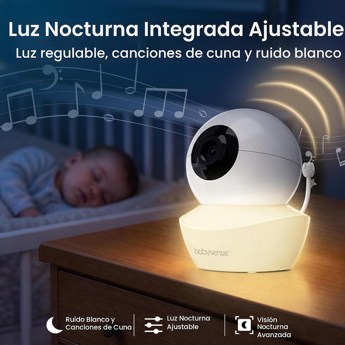 Babysense Monitor de bebé de video HD de 5 pulgadas con cámara y au...