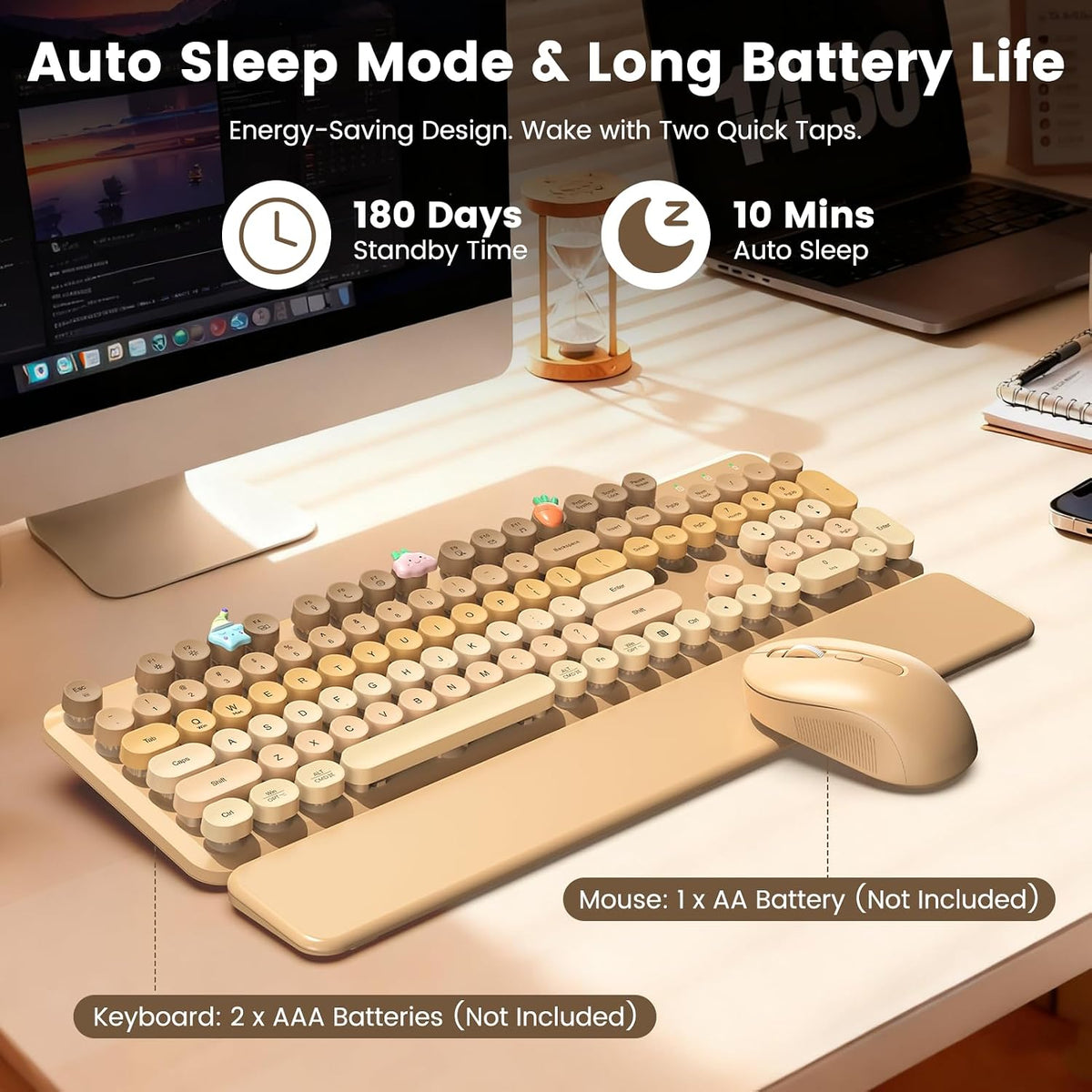 Combo de teclado y mouse inalámbricos con reposamuñecas magnético |...