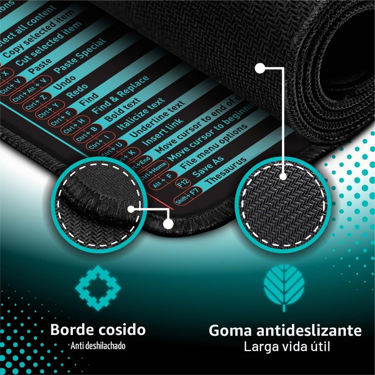 Pixiecube - Alfombrilla extendida para mouse con teclas de acceso r...