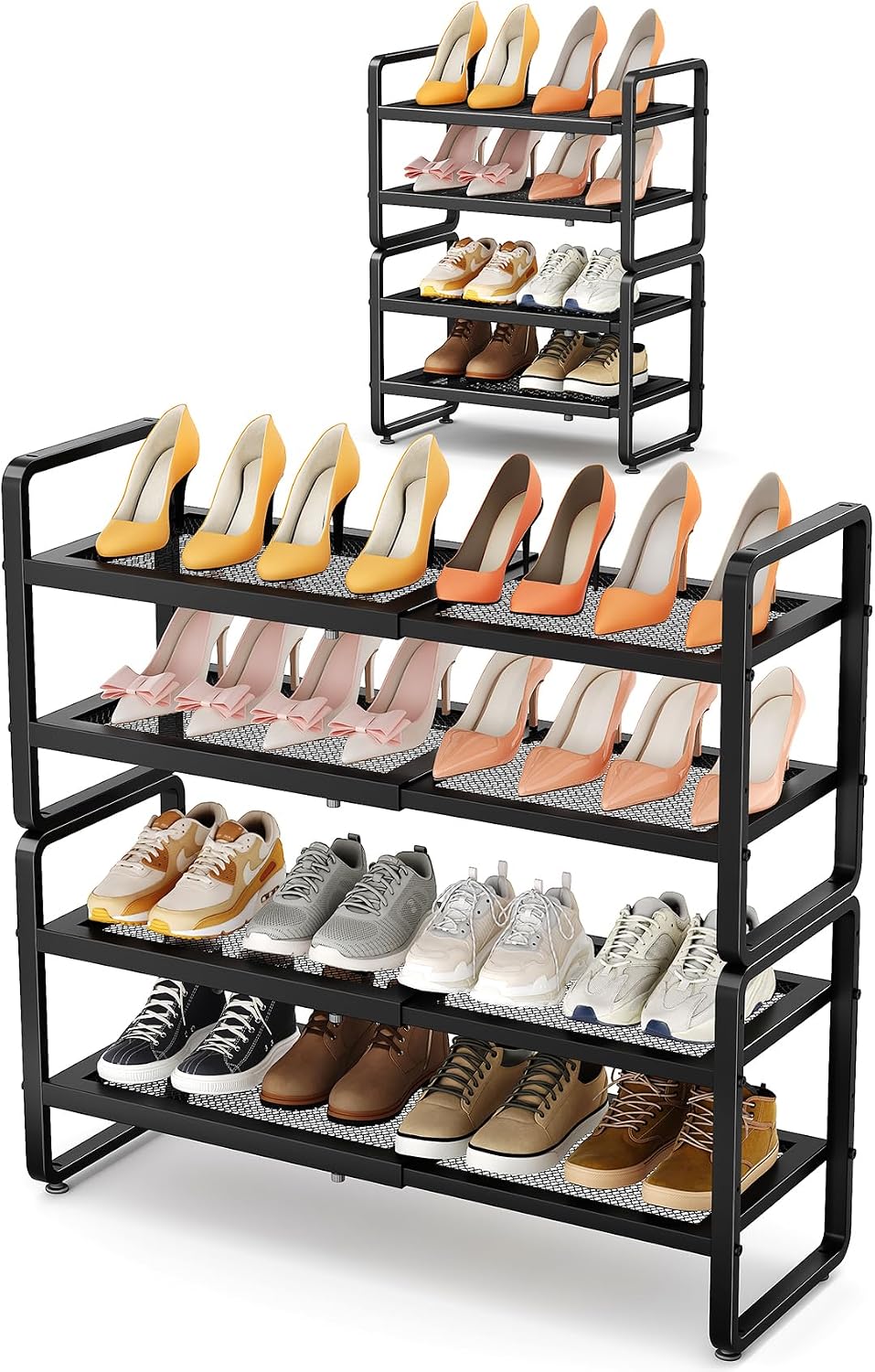Zapatero de metal expandible para armario, entrada y garaje, 4 nive...