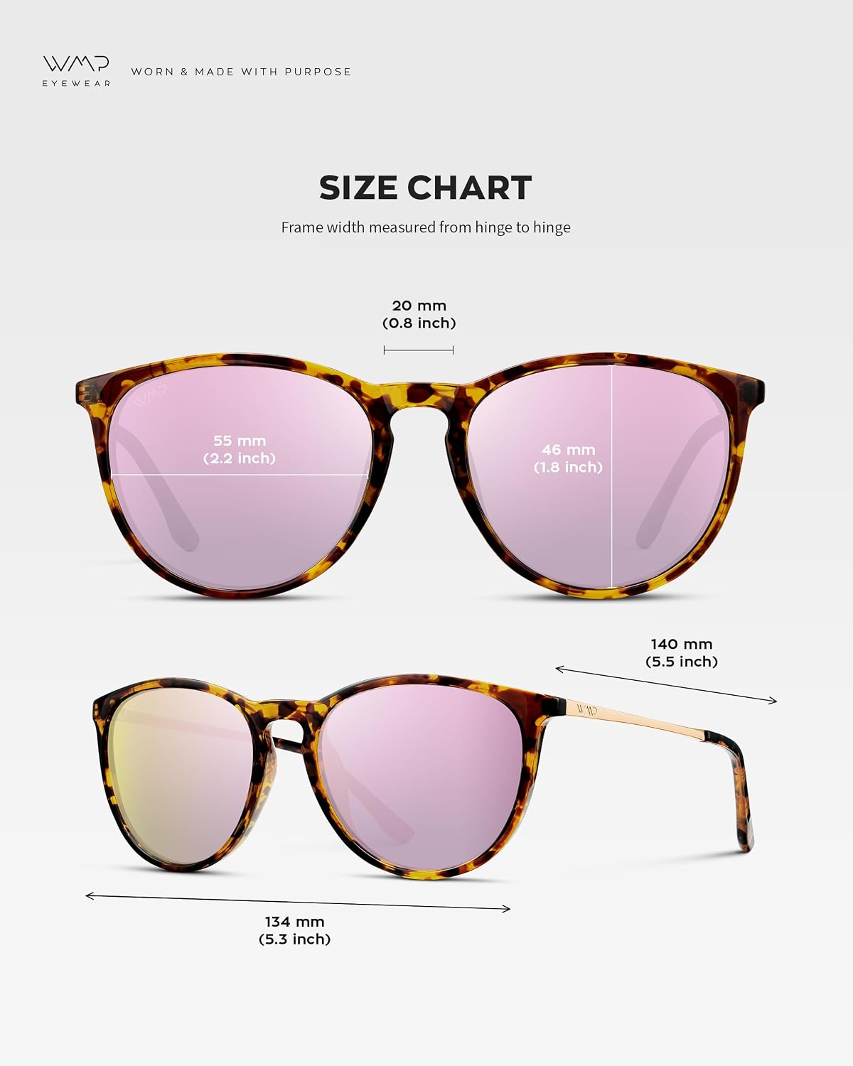 WearMe Pro Gafas de sol polarizadas redondas para mujer, protección...