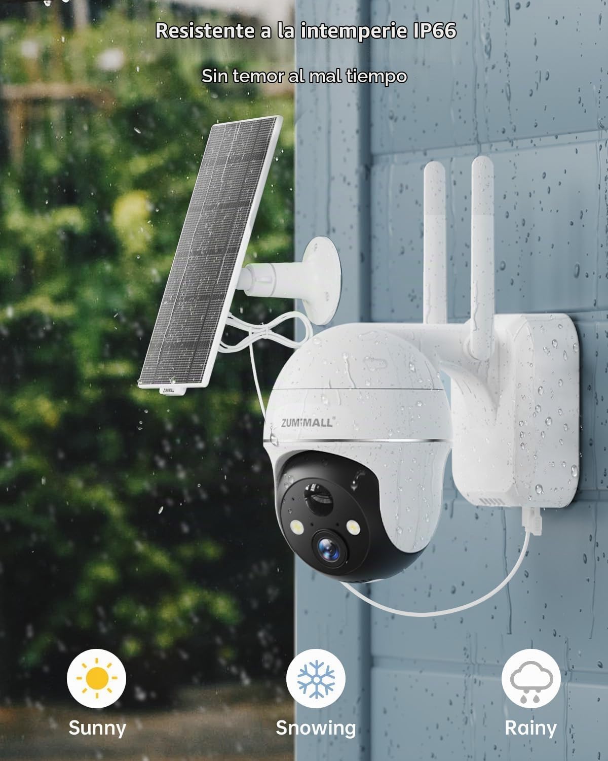 ZUMIMALL Cámaras de seguridad solar 2K inalámbricas para exteriores...
