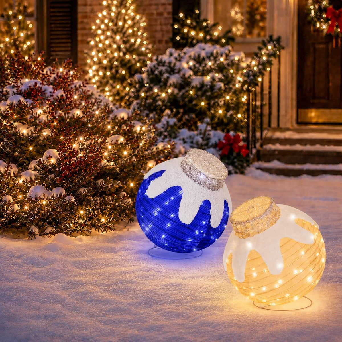Adornos de Navidad para exteriores, decoración de bolas navideñas e...