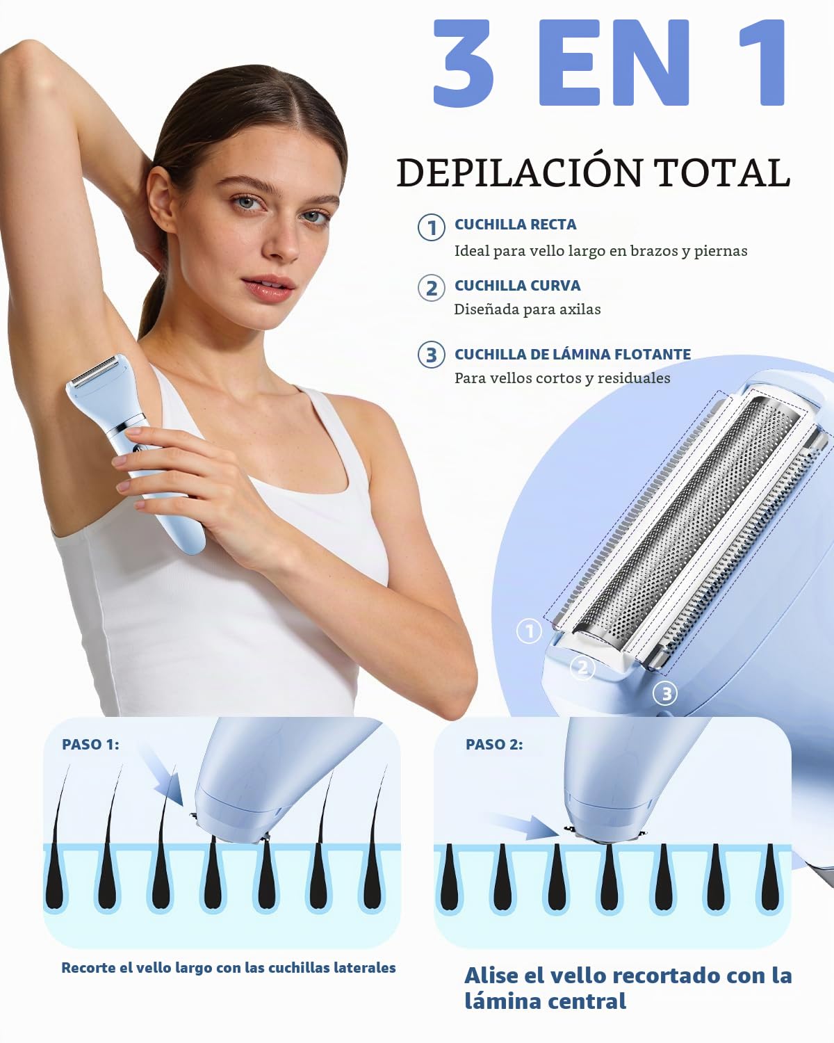 Maquinillas de afeitar eléctricas Ufree 3 en 1 para mujer, regalos...