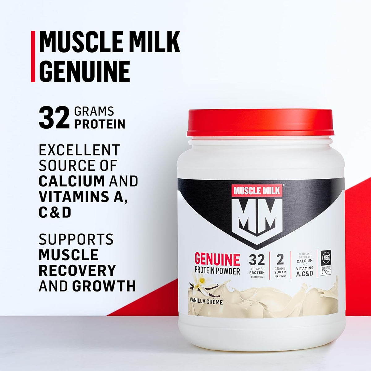Polvo de proteína genuine Muscle Milk, galletas y crema, 4.94 libra...