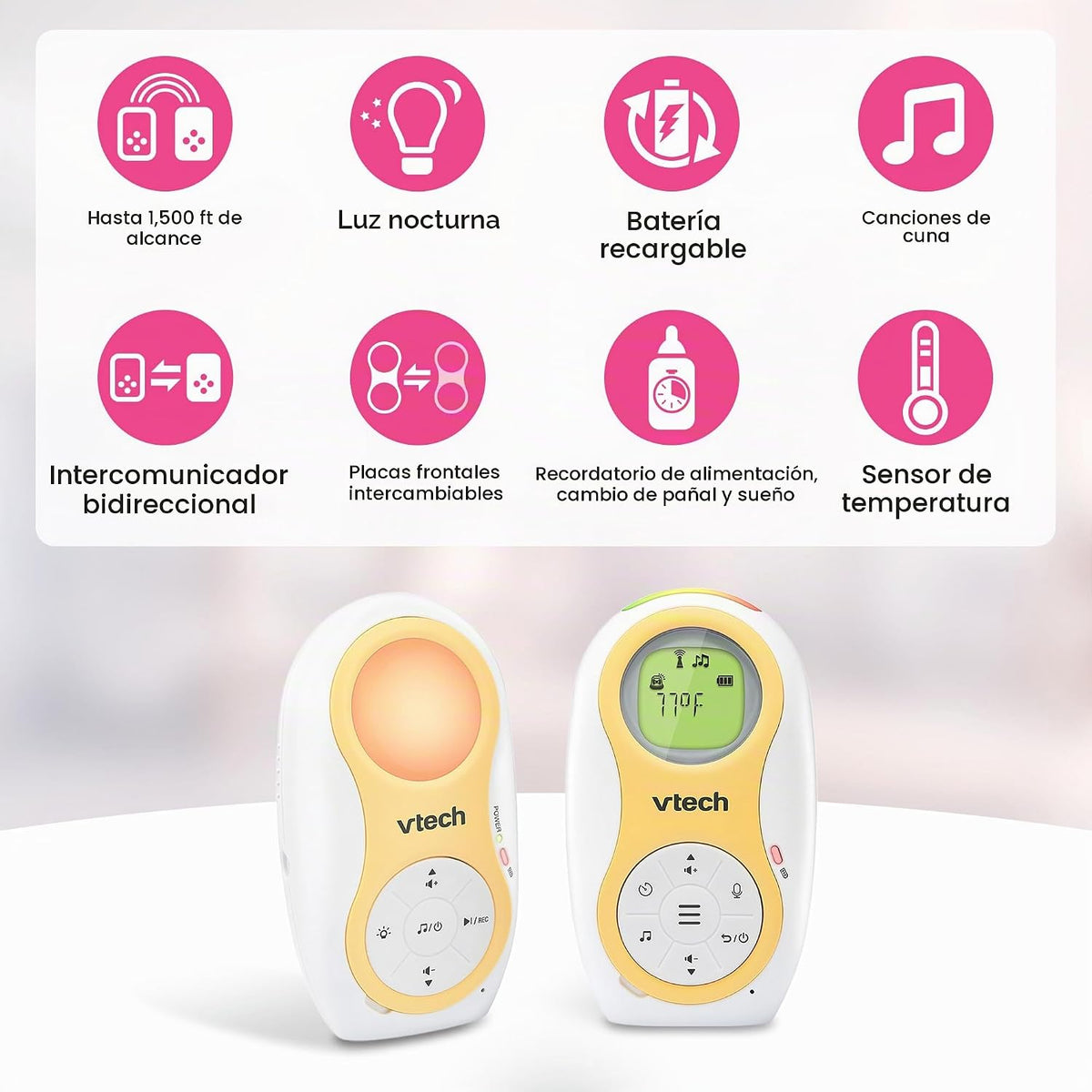 VTech Monitor de audio digital para bebés con hasta 1500 pies de al...