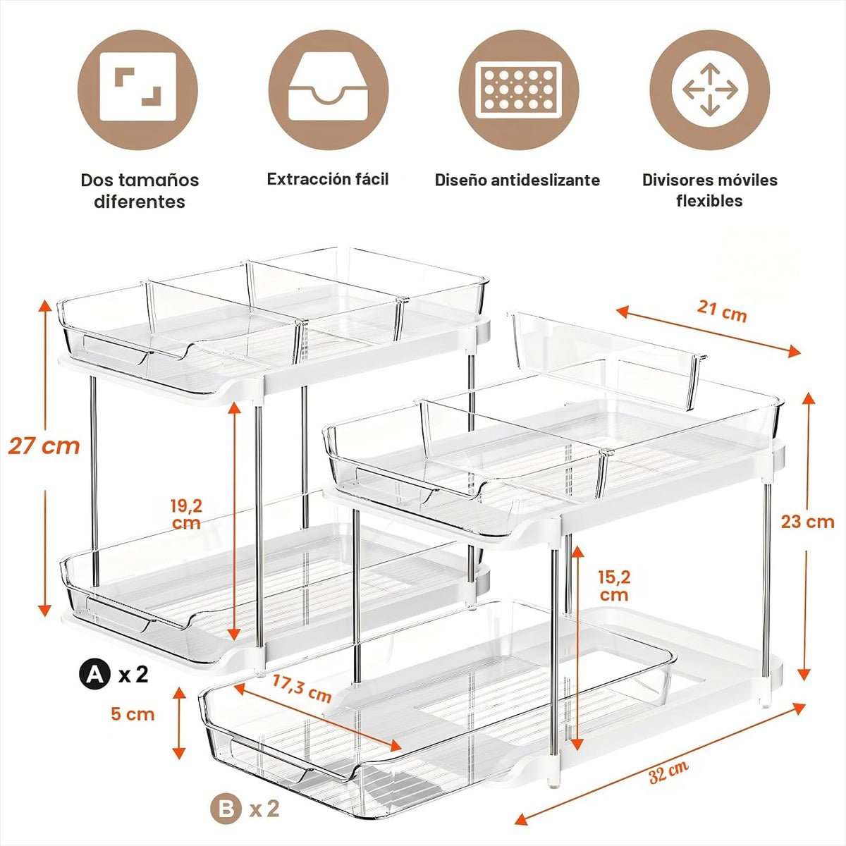 Delamu Organizadores y Almacenamiento Multiusos para Baño Debajo de...