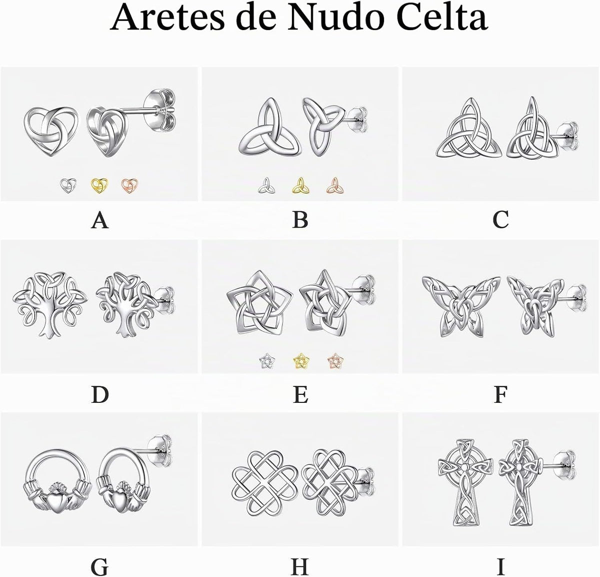 ChicSilver Pendientes celtas para mujer de plata de ley hipoalergén...