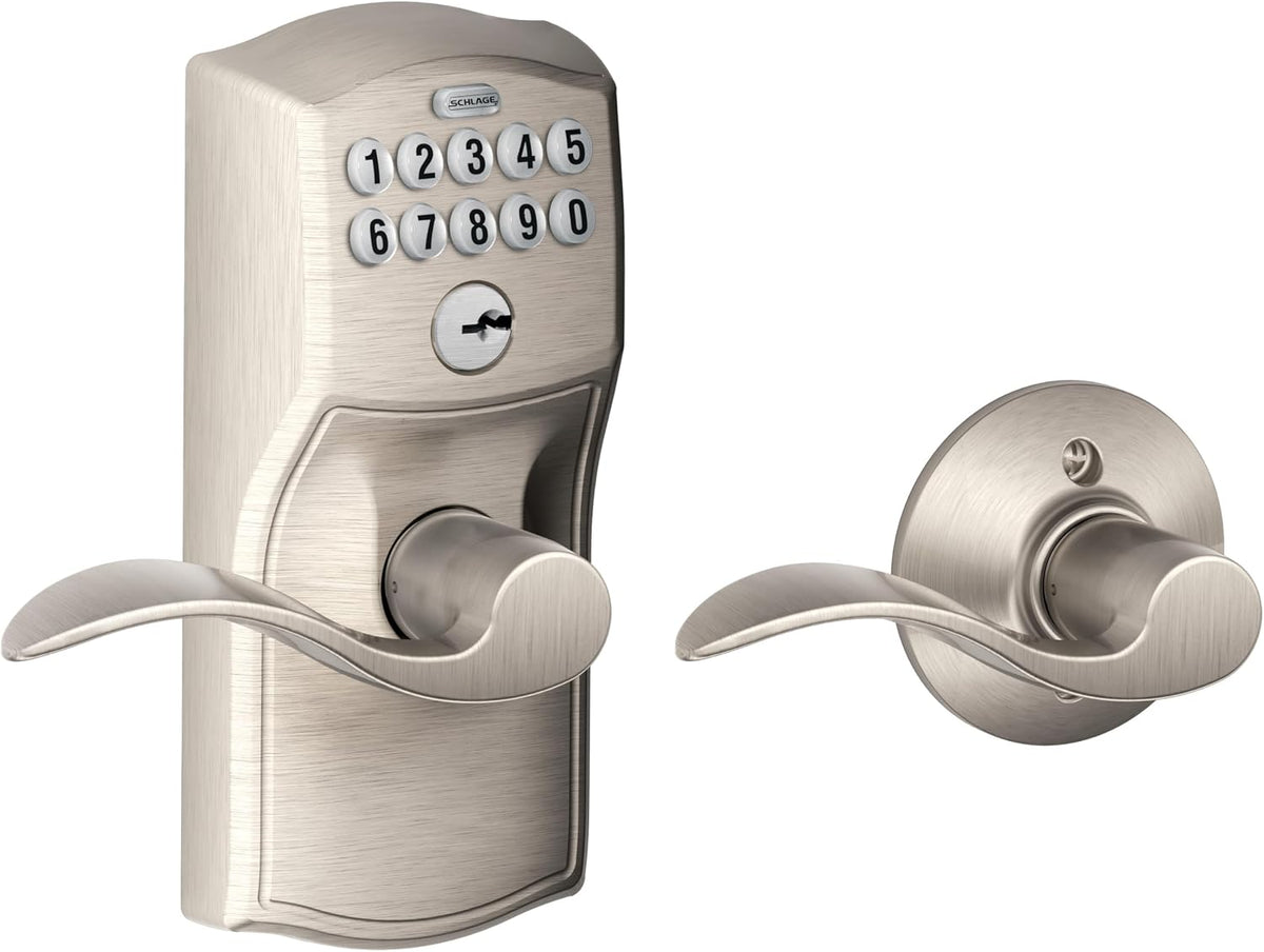 Schlage Cerradura de teclado electrónico, manija de palanca, borde...