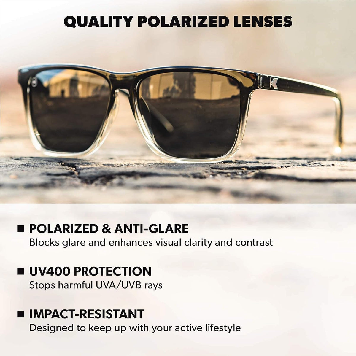 Knockaround Gafas de sol polarizadas cuadradas para hombres y mujer...
