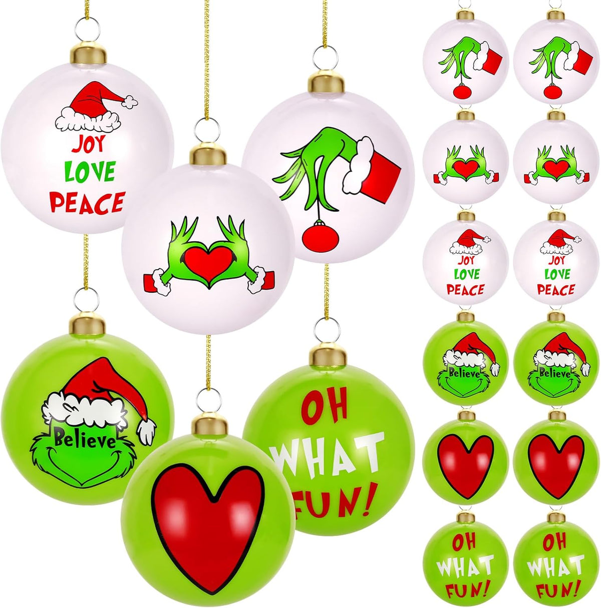 Decoraciones navideñas, juego de 12 adornos navideños verdes y blan...
