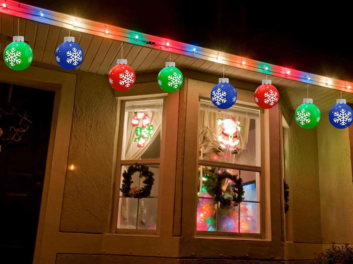 12 piezas de decoraciones navideñas para exteriores, bolas inflable...