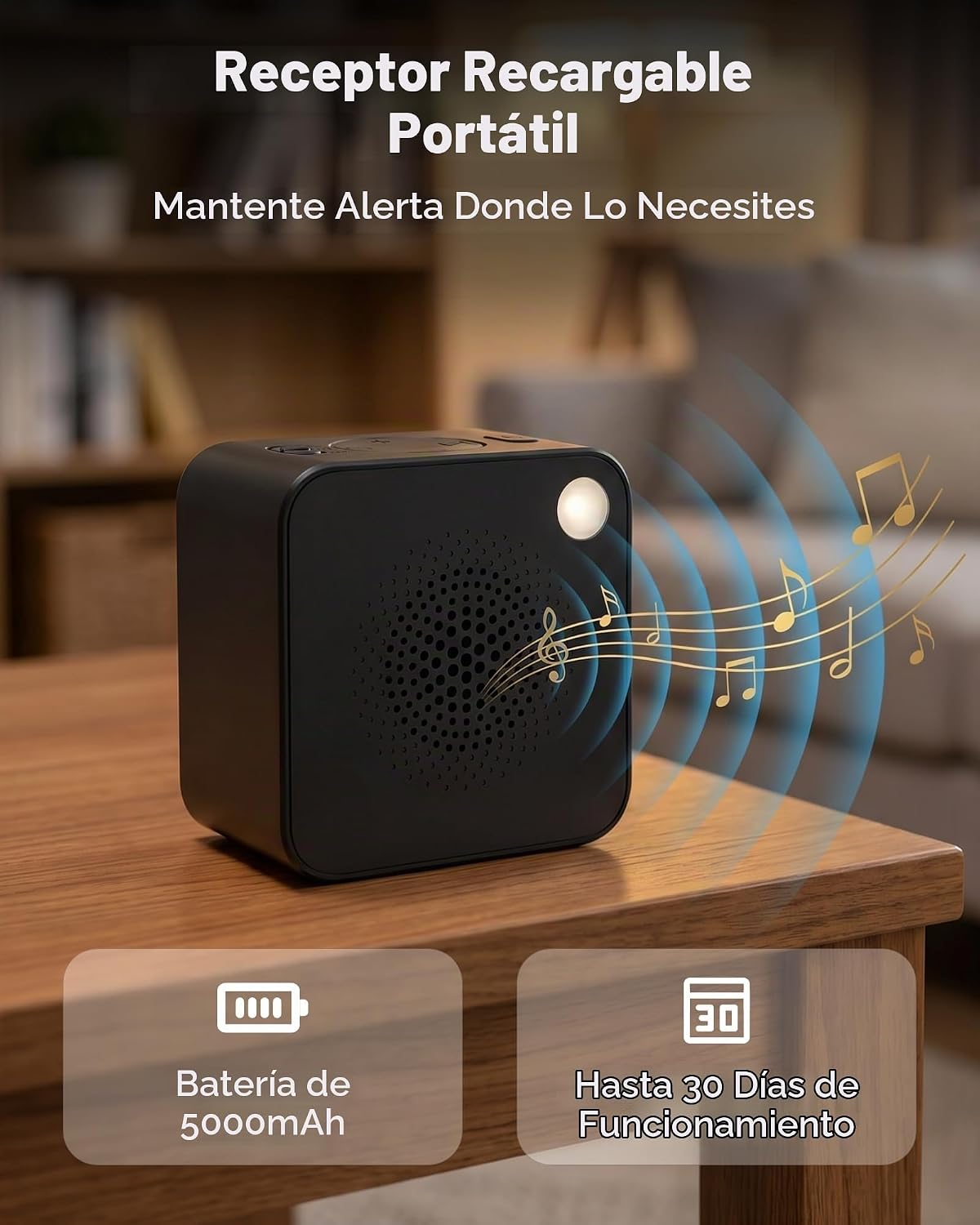Alarma solar para entrada de vehículos, 1 receptor recargable portá...