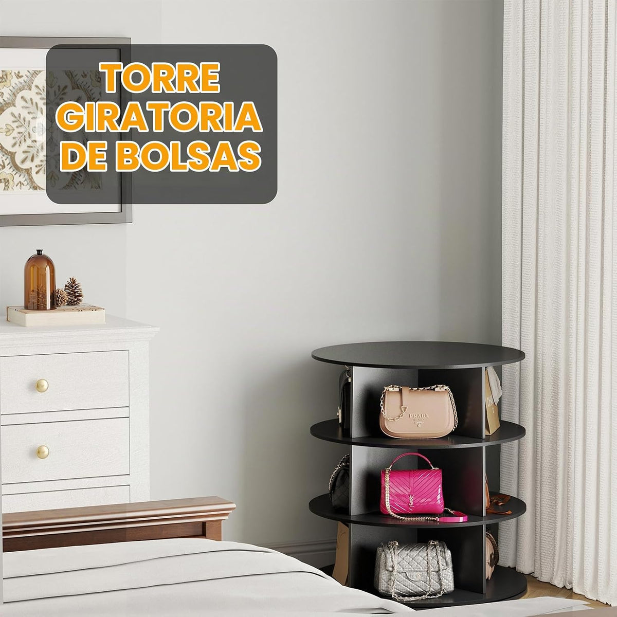 SpaceAid Torre Zapatero Giratorio de 3 Niveles, Exhibidor de Zapato...