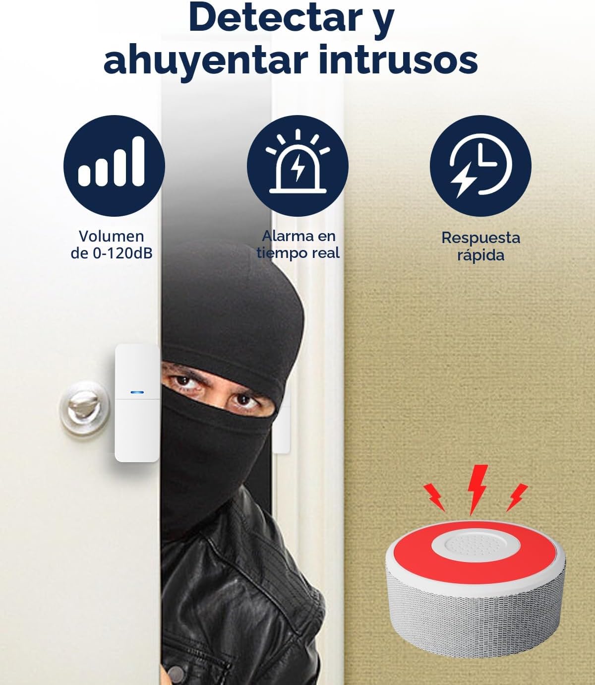 Sistema de alarma de puerta WiFi, kit de alarma inalámbrica de 8 pi...