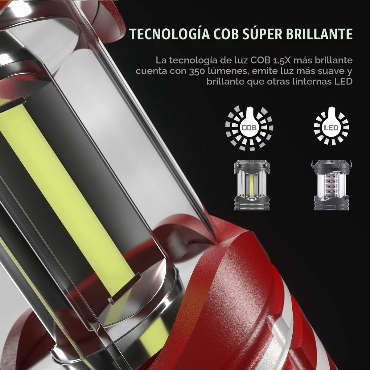 Lichamp Linterna LED para campamento, paquete de 4 linternas alimen...