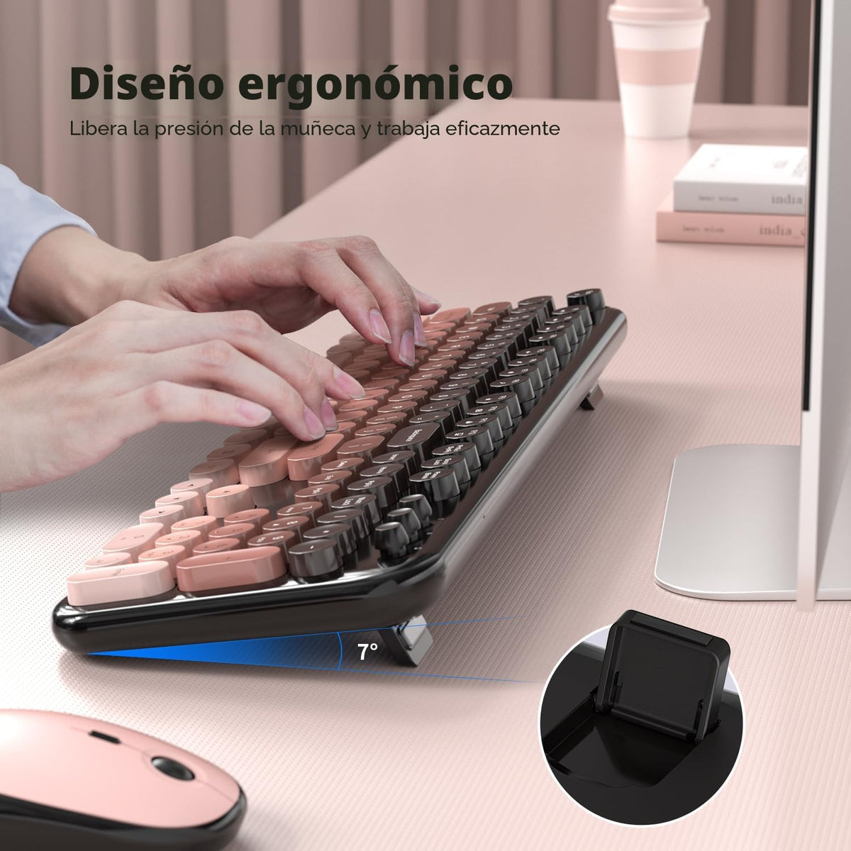 MOFII Combo de teclado y mouse inalámbricos, juego de teclado y mou...