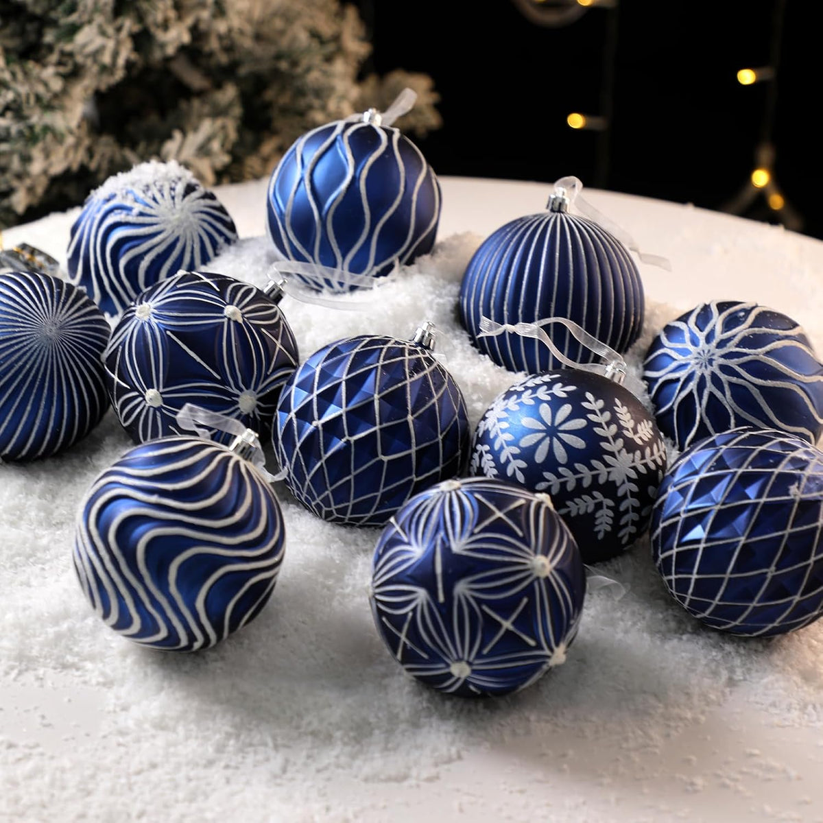 Lanpn 12 bolas de Navidad grandes de 4 pulgadas, decoraciones colga...