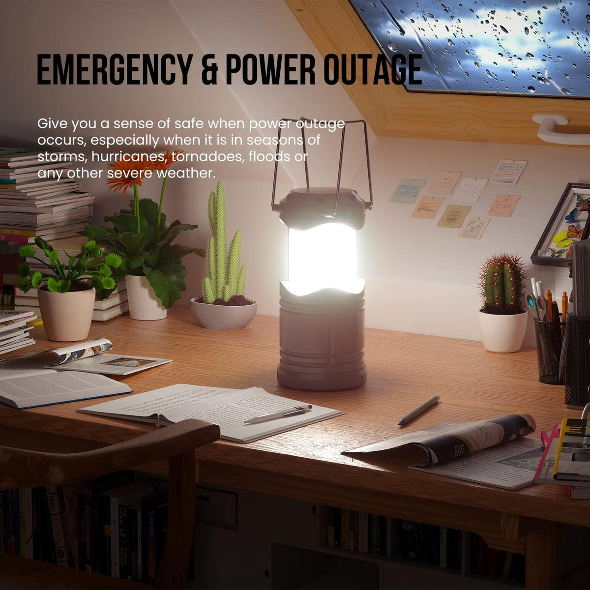 Lichamp Linterna LED para campamento, paquete de 4 linternas alimen...