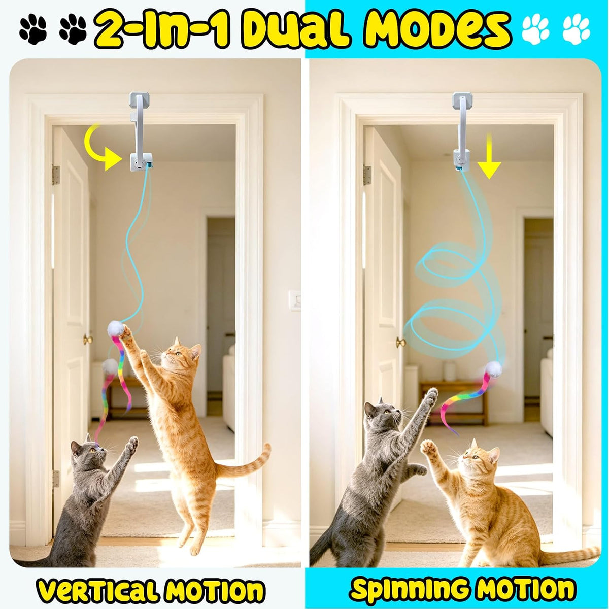 HAPPYCODE Juguete interactivo para gatos, pájaro aleteo y pluma gir...