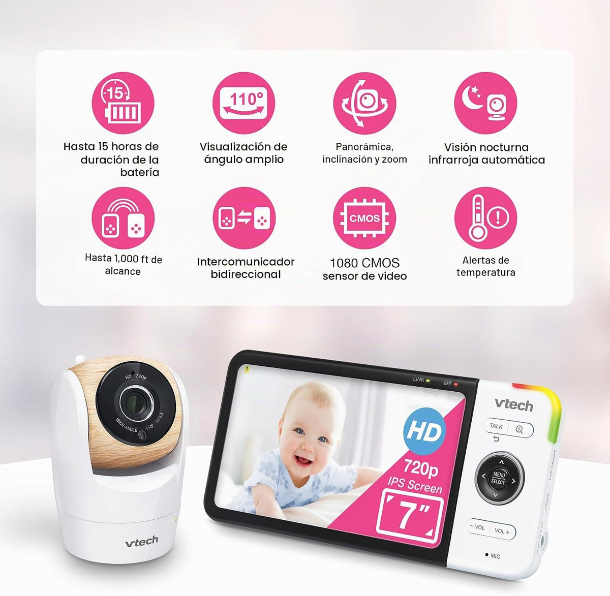 VTech VM919HD - Sistema de monitoreo de video con pantalla HD 720p...