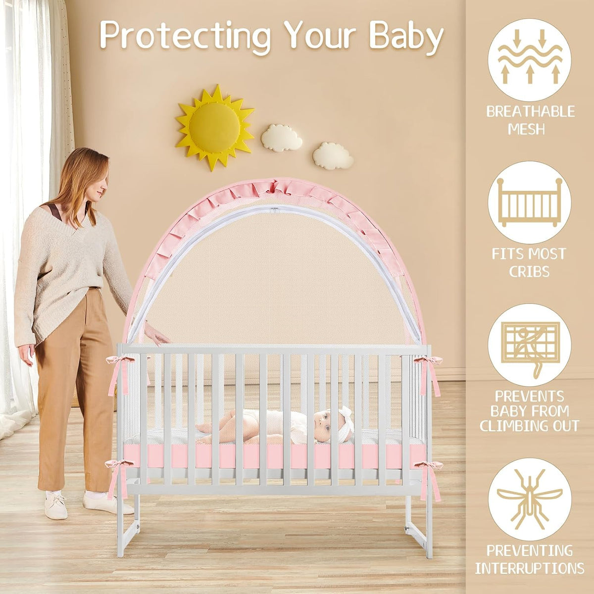 Tienda de campaña para cuna para evitar que el bebé salga, prevenci...