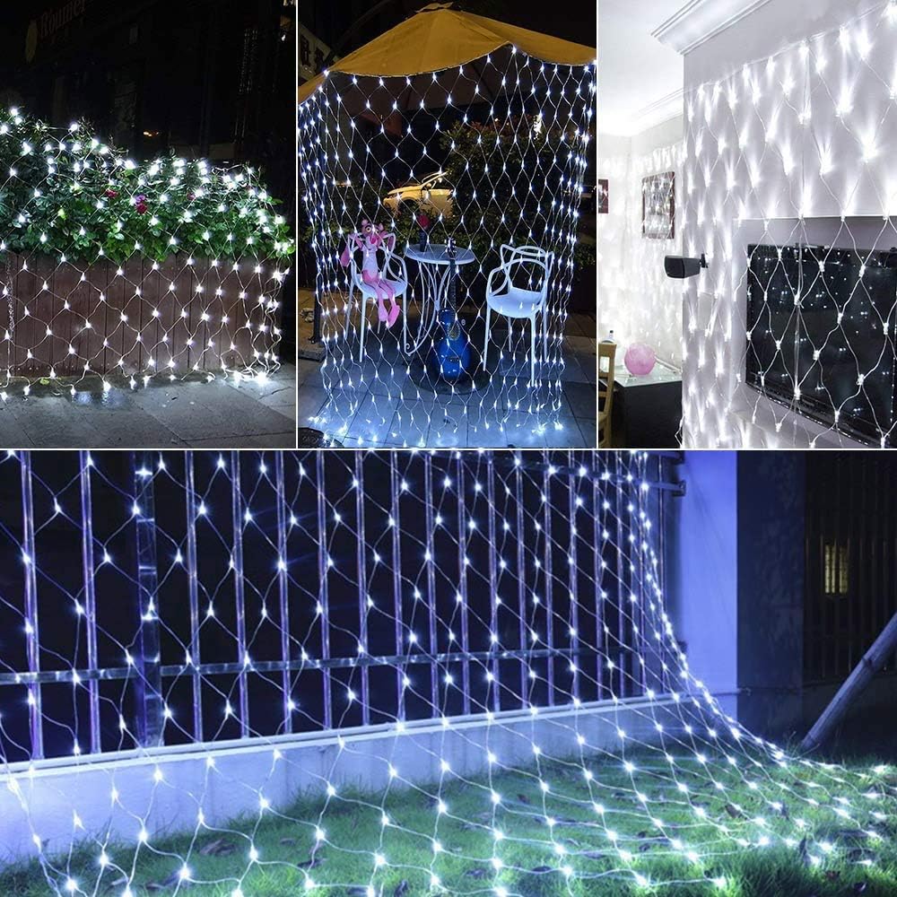 Joomer Luces de red de Navidad de 12 pies x 5 pies, luces de malla...