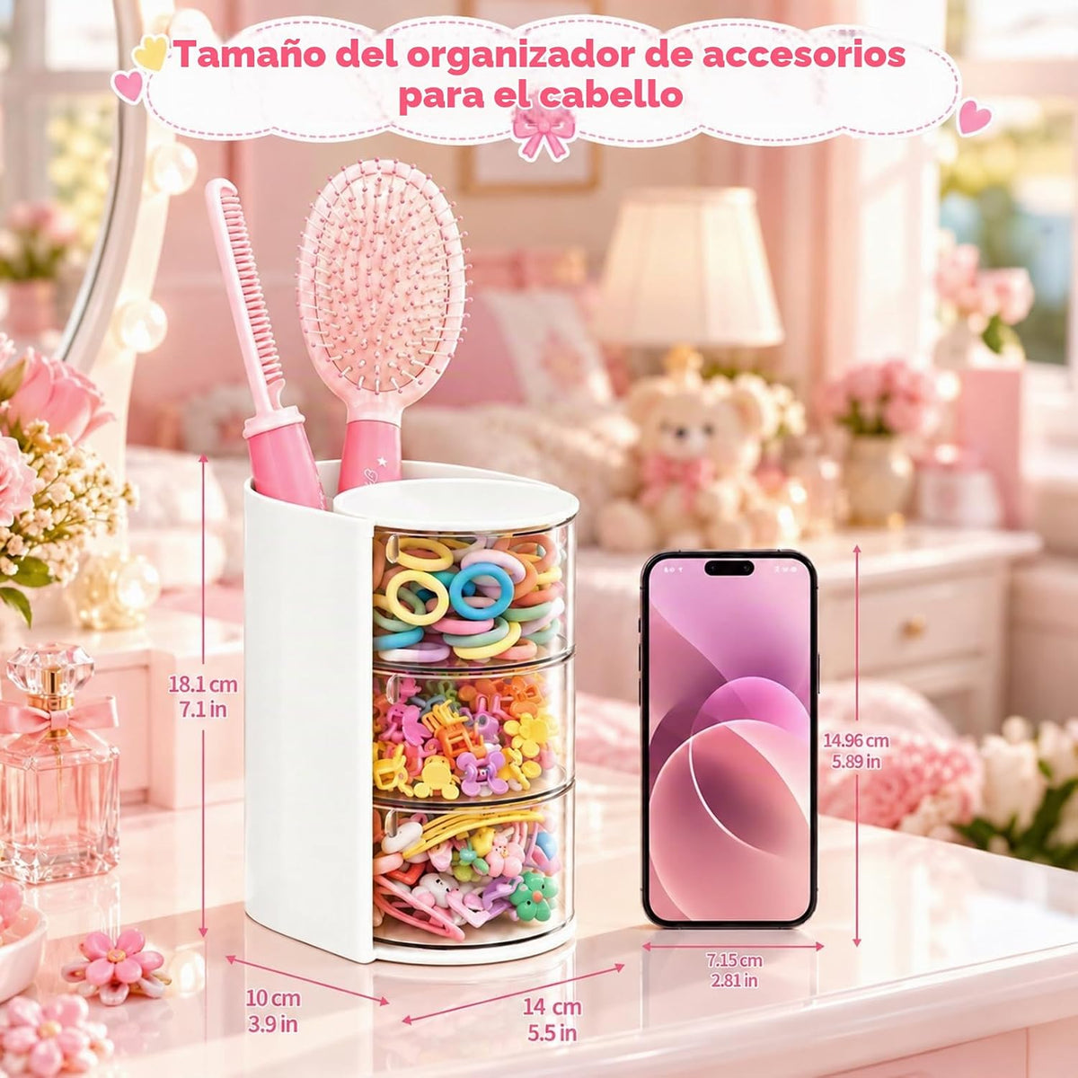 Luscinia - Organizador de accesorios para el cabello con soporte pa...