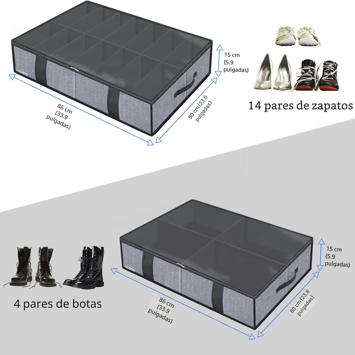 Onlyeasy - Organizadores de almacenamiento para zapatos debajo de l...
