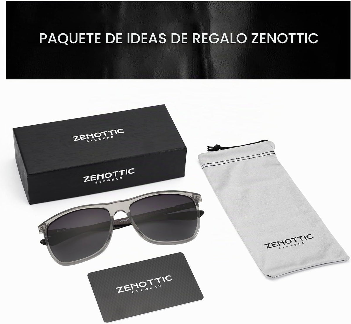 ZENOTTIC Gafas de sol polarizadas cuadradas para hombre, ultraliger...