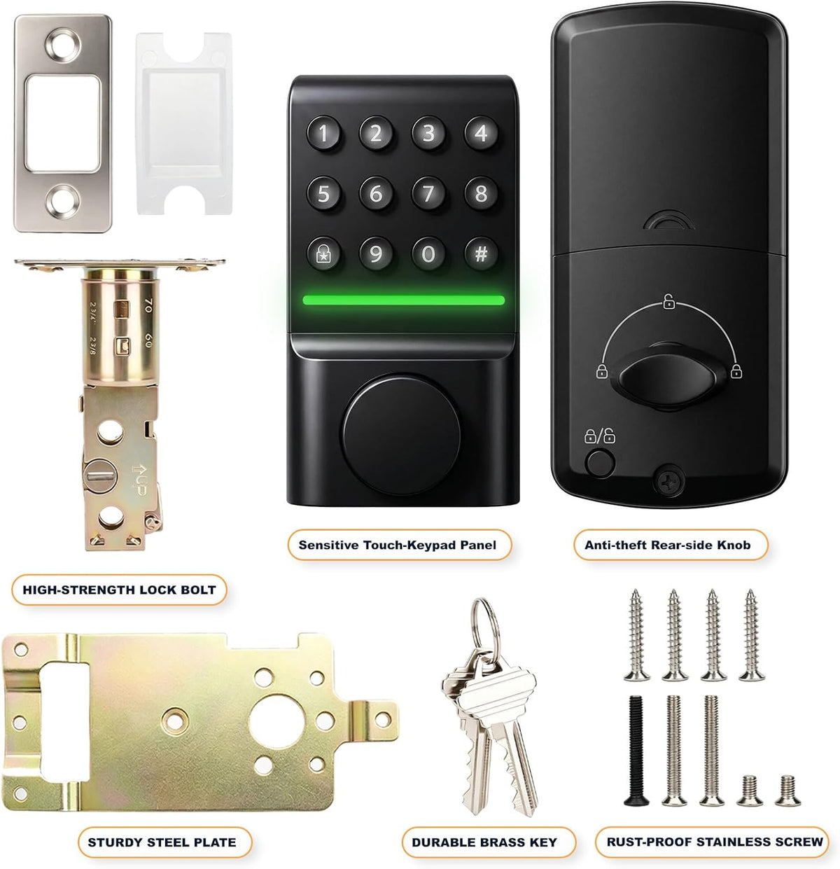 Cerrojo de entrada sin llave SEPOX®, cerradura de puerta con teclad...