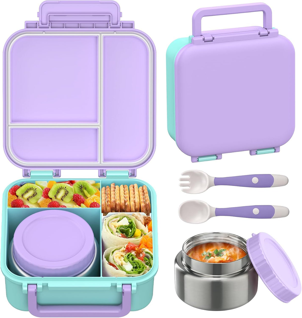 Lonchera Bento para niños con termo de 9 onzas, recipientes de almu...