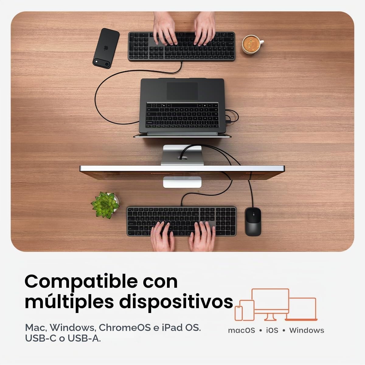Satechi Slim CLX3 Combo de teclado y mouse con cable, USB-C, negro...