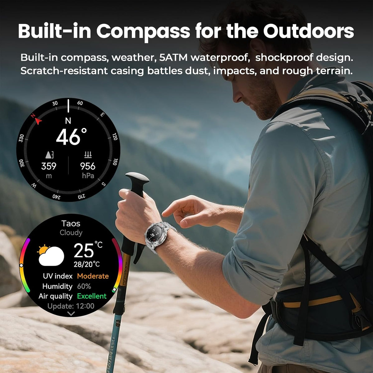 Reloj inteligente plateado para hombre, 1,43" AMOLED, resistente al...