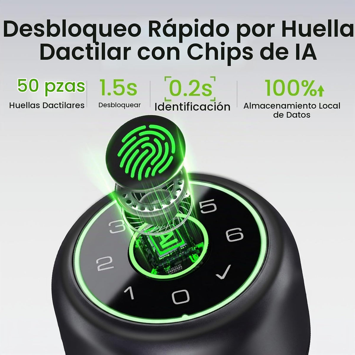 GHome Smart Cerradura de perilla de puerta con huella digital, tecl...