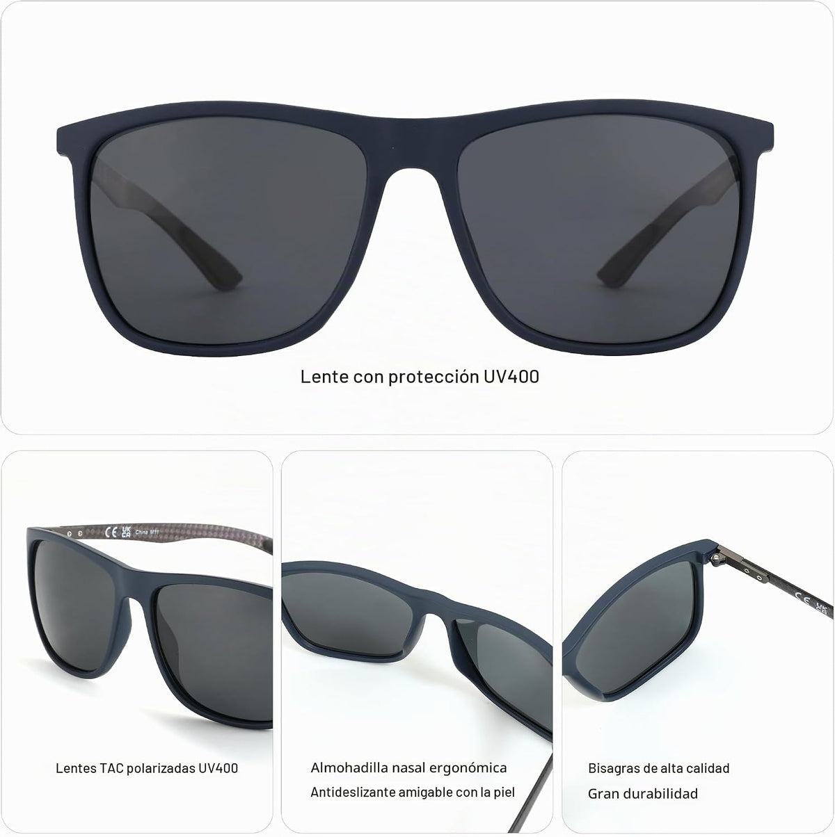 ZENOTTIC Gafas de sol polarizadas cuadradas para hombre, ultraliger...
