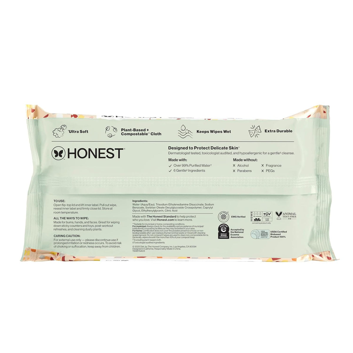 The Honest Company Toallitas multiusos para bebé, terrazo, 36 unida...