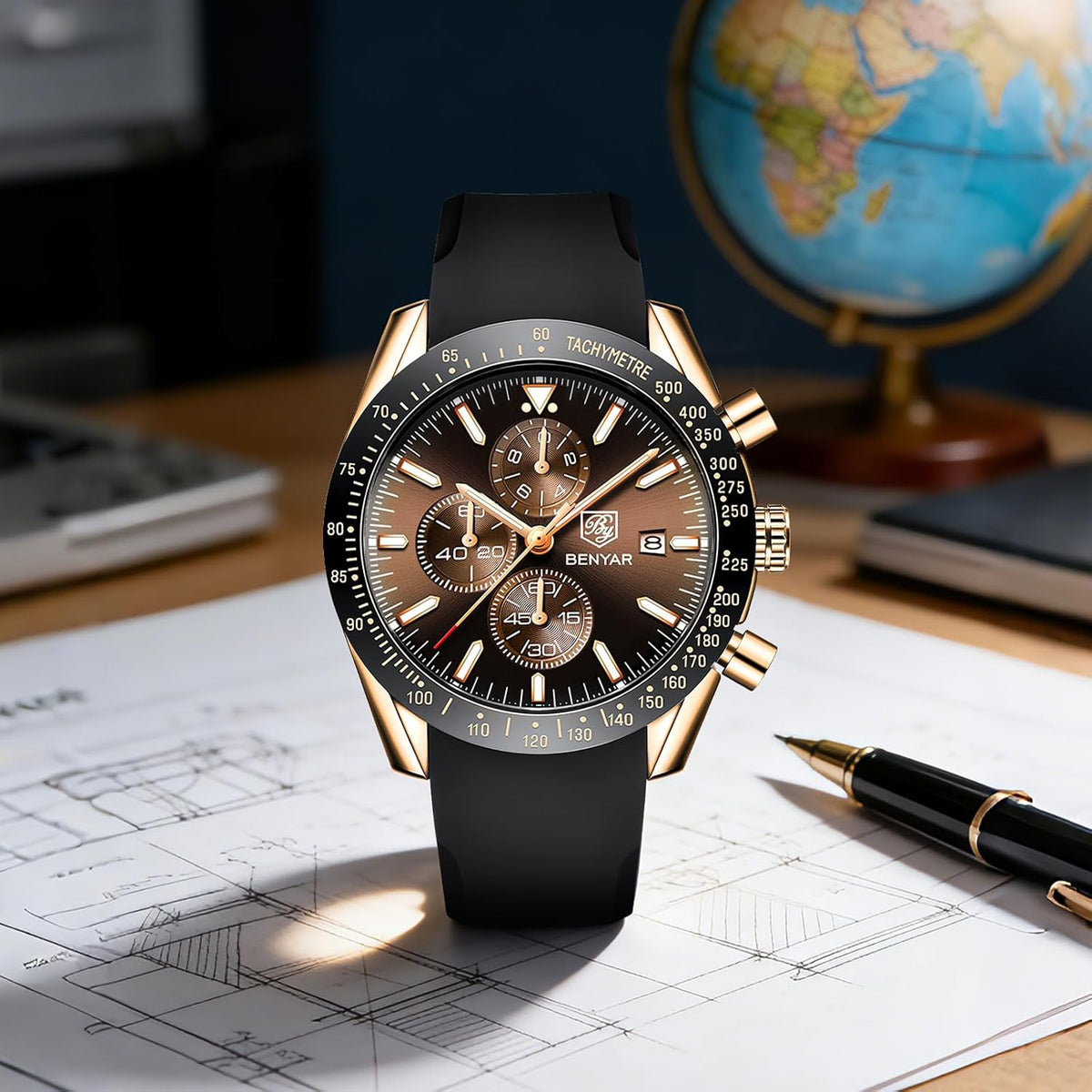 BENYAR Reloj para hombre analógico cronógrafo de cuarzo, impermeabl...
