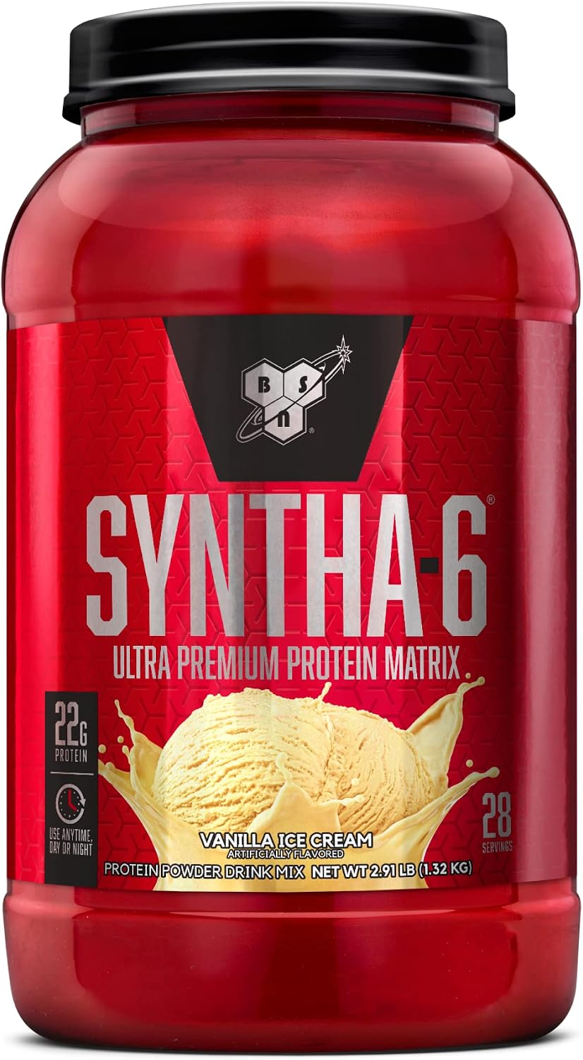 BSN SYNTHA-6 Proteína en polvo premium, helado de vainilla, 28 porc...