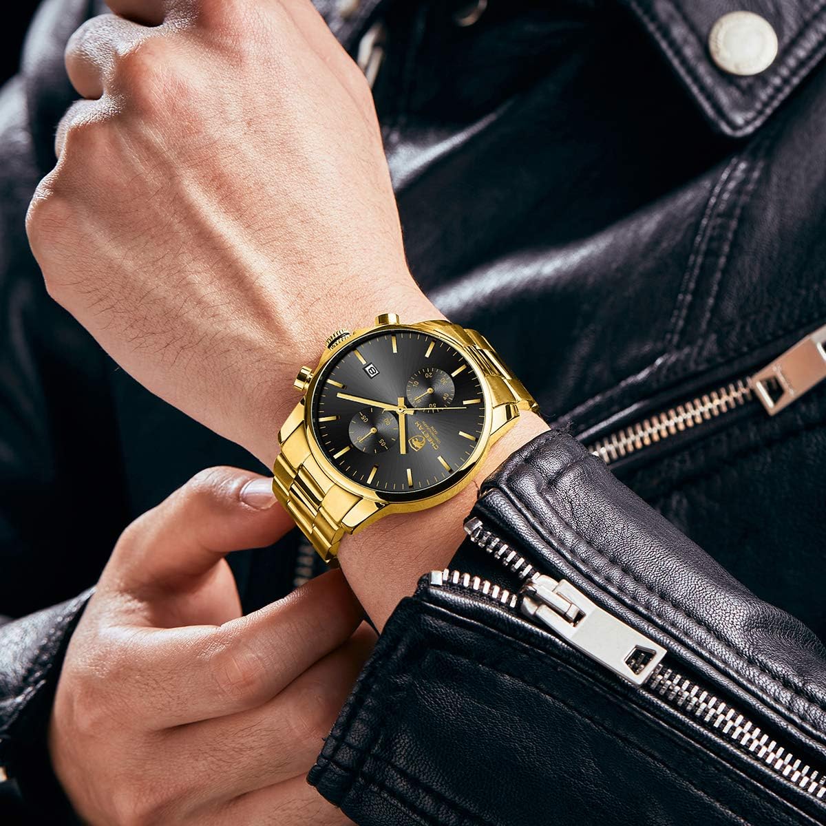 GOLDEN HOUR Fashion Business - Relojes para hombre con cronógrafo,...