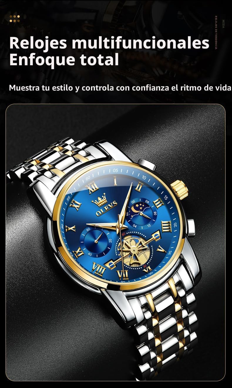 OLEVS Relojes para hombre, resistente al agua, de lujo, gran cara,...